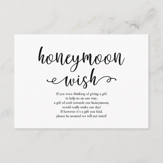 Rustikales schwarzes Drehbuch, Hochzeitsflitterwoc Begleitkarte (Vorderseite)