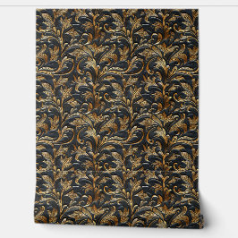 Rustikales schwarzes goldenes Glattleder Tapete