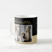 Rustikales Schwarzes Graduate 2 Foto Abschluss Kaffeetasse (Vorderseite Links)