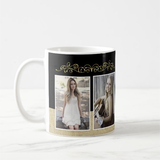 Rustikales Schwarzes Graduate 2 Foto Abschluss Kaffeetasse (Links)