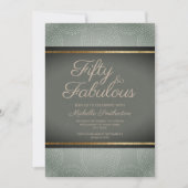 Rustikales schwarzes Grün Gold Abstrakt 50. Geburt Einladung (Vorderseite)