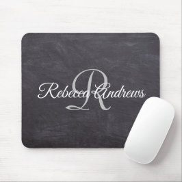 Rustikales Schwarzes Halbbrett Monogramm Mousepad