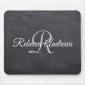 Rustikales Schwarzes Halbbrett Monogramm Mousepad (Vorne)