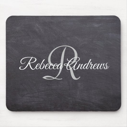 Rustikales Schwarzes Halbbrett Monogramm Mousepad (Vorne)