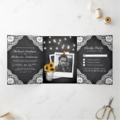 Rustikales Schwarzes Halbbrett Schnürsenkellicht H Dreifach Gefaltete Einladung (Innenseite)