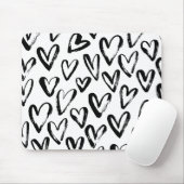 Rustikales schwarzes Herz-Monochrom-Muster Mousepad (Mit Mouse)