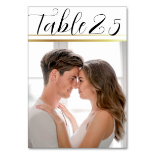 Rustikales Schwarzes Hochzeitsskript-Foto Tischnummer