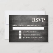 Rustikales Schwarzes Holz RSVP Karte (Vorderseite)
