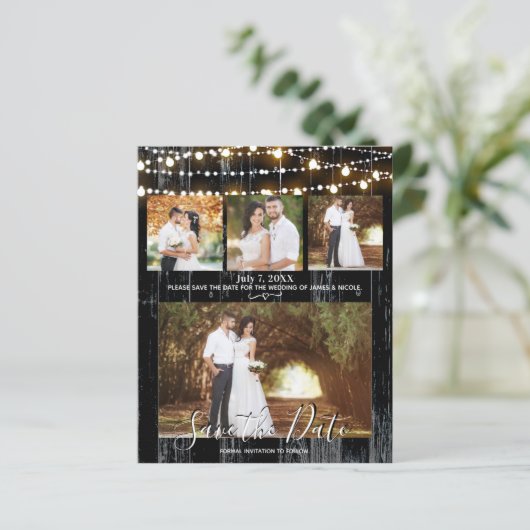 Rustikales Schwarzes Holz und Leuchten 4 Foto Save (Stehend Vorderseite)