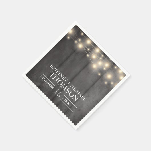 Rustikales Schwarzes Holz und Lichter Napkins Serviette (Ecke)