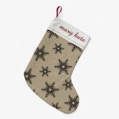 Rustikales Schwarzes Imitat Burlap Snowflake Muste Kleiner Weihnachtsstrumpf (Vorderansicht (hängend))