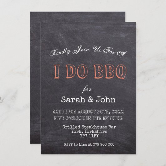 Rustikales Schwarzes Mainboard I Do GRILLEN Einladung (Vorne/Hinten)