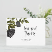 Rustikales Schwarzes Rose Halloween White Dankeskarte (Stehend Vorderseite)