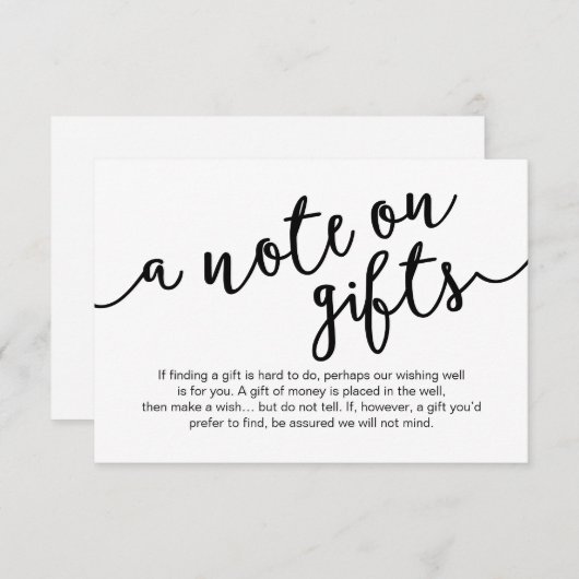 Rustikales schwarzes Skript, Eine Notiz über Gesch Begleitkarte (Vorne/Hinten)