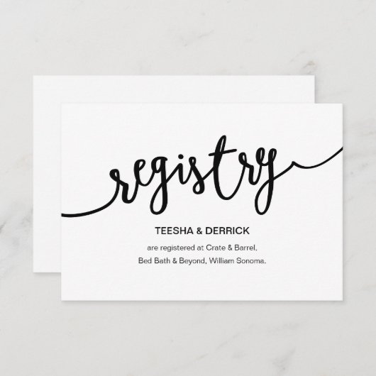 Rustikales schwarzes Skript, Heiratsregister Begleitkarte (Vorne/Hinten)