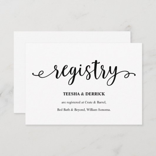 Rustikales schwarzes Skript, Heiratsregister Begleitkarte (Vorne/Hinten)