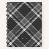 Rustikales Schwarzes und Graues Tartan Kariert mit Notizblock (Vorderseite)