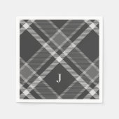 Rustikales Schwarzes und Grautartan Kariert mit Mo Serviette (Vorderseite)