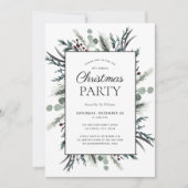Rustikales Schwarzes Winter Botanisches Weihnachts Einladung (Vorderseite)