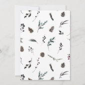 Rustikales Schwarzes Winter Pinecone Weihnachtsfes Einladung (Rückseite)