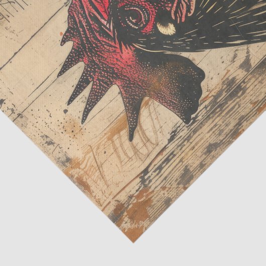 Rustikales Schwarzroster-Hühnerdekoupage Seidenpapier (Ausschnitt)