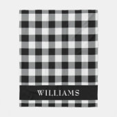 Rustikales Schwarzweiss-Büffel-Karo-Monogramm Fleecedecke (Vorderseite)