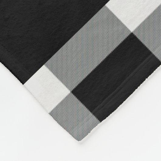 Rustikales Schwarzweiss-Büffel-Karo-Monogramm Fleecedecke (Ecke)