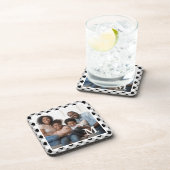 Rustikales Schwarzweiß-Kariertes Monogramm-Foto Getränkeuntersetzer (Rechte Seite)