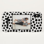 Rustikales Schwarzweiss-Polka-Punkt-Muster-Foto Case-Mate iPhone Hülle (Rückseite (Horizontal))