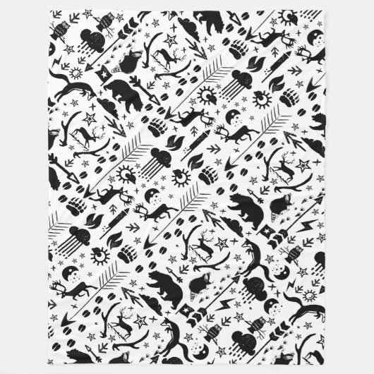 Rustikales Schwarzwurenbär Hirschfoxwaldmuster Fleecedecke (Vorderseite)