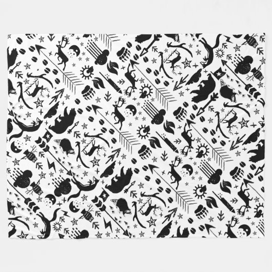 Rustikales Schwarzwurenbär Hirschfoxwaldmuster Fleecedecke (Vorderseite (Horizontal))