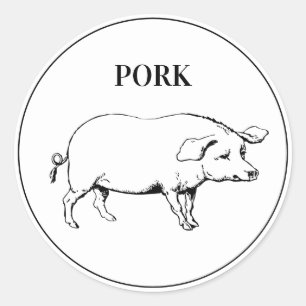 Rustikales Schweinefleisch Runder Aufkleber