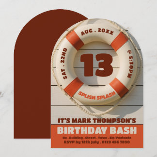 Rustikales Schwimmbad Donut, Schwimmbad Party Gebu Einladung