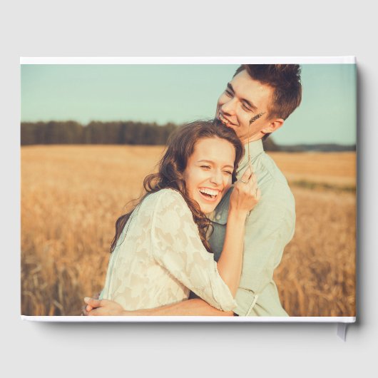 Rustikales Scrapbook Custom Foto Wedding Gästebuch (Rückseite)