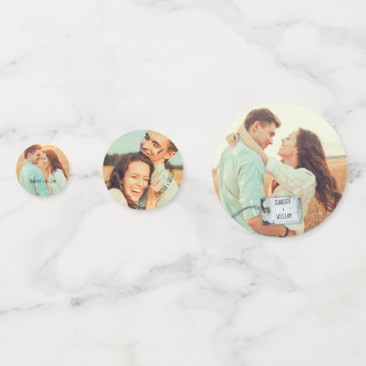 Rustikales Scrapbook Custom Foto Wedding Konfetti (Rückseiten)