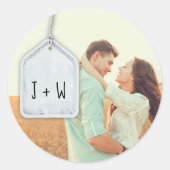 Rustikales Scrapbook Foto Tag Round Sticker (Vorderseite)