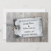 Rustikales Scrapbook FotoCollage Save the Date STD Einladung (Rückseite)