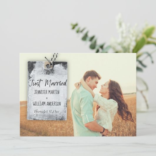 Rustikales Scrapbook Hochzeitheirat - Ankündigung (Stehend Vorderseite)