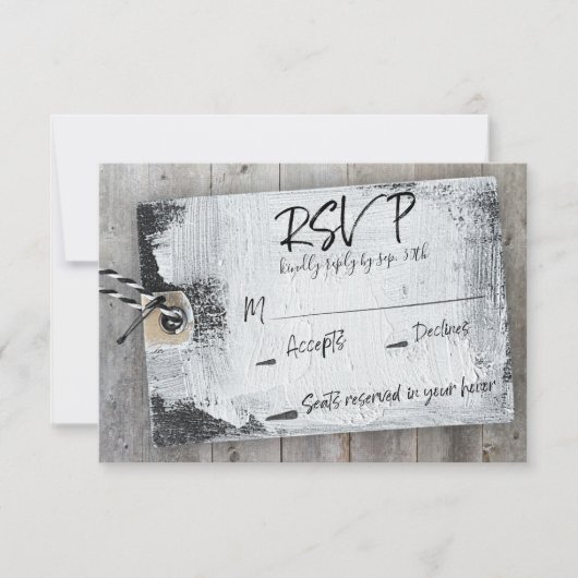 Rustikales Scrapbook Schwarz-Weiß-Tag Hochzeit RSV Einladung (Vorderseite)