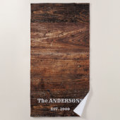 Rustikales Scratched Wood Personalisiert Strandtuch (Vorderseite)