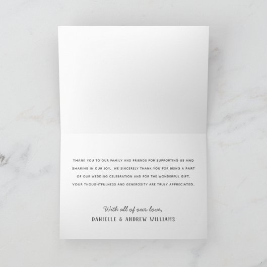 Rustikales Script Black Chalkboard Wedding Foto Dankeskarte (Innenseite)