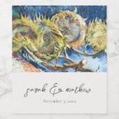 Rustikales Script Blue Yellow Sunflower Wedding Weinetikett (Einzelnes Label)