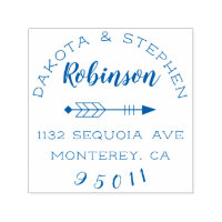 Rustikales Script Boho Arrow Newly Weds Rücksendea