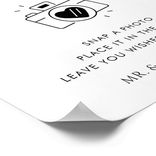 Rustikales Script Camera Foto Gästebuch Hochzeitsz (Ecke)