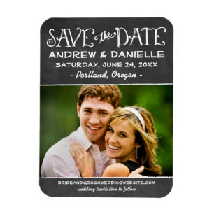 Rustikales Script-Chalkboard-Foto Save the Date Magnet