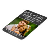 Rustikales Script-Chalkboard-Foto Save the Date Magnet (Linke Seite)