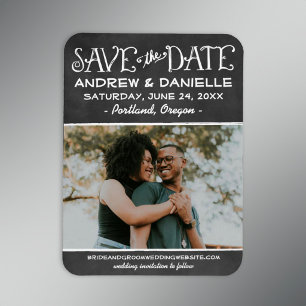 Rustikales Script-Chalkboard-Foto Save the Date Magnet