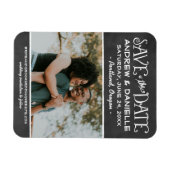 Rustikales Script-Chalkboard-Foto Save the Date Magnet (Horizontal)