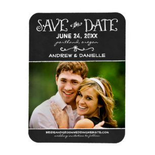 Rustikales Script Chalkboard Hochzeit Black Foto Magnet