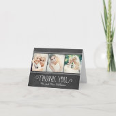 Rustikales Script-Chalkboard Hochzeitsszenario Fot Dankeskarte (Vorderseite)